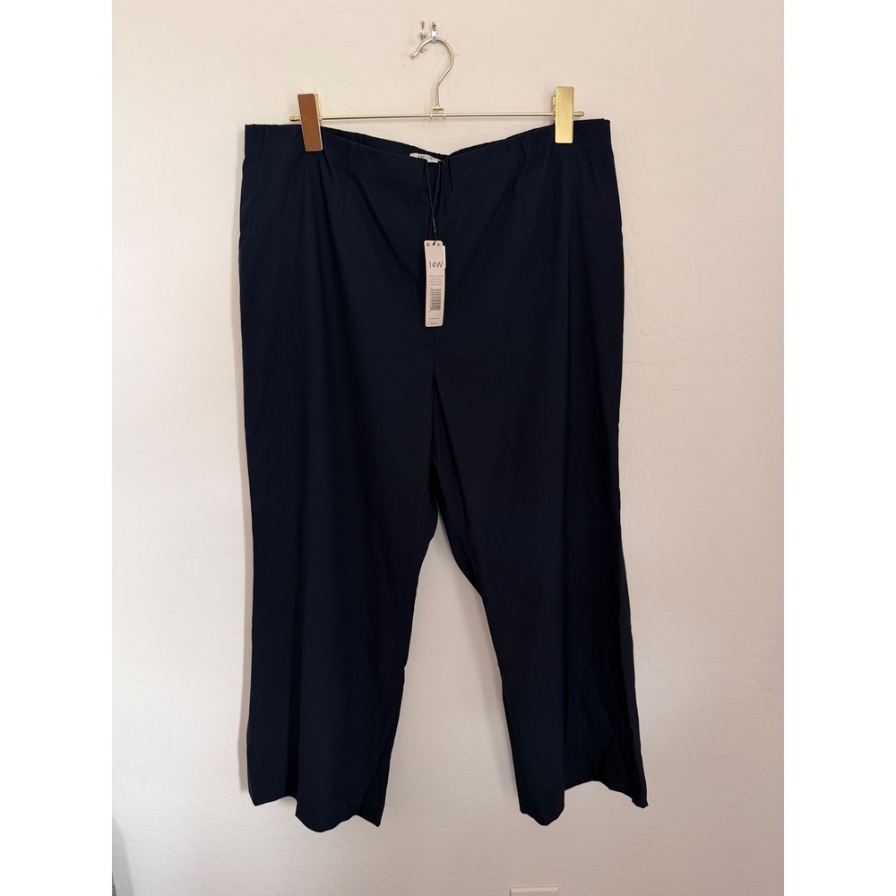 NIC+ZOE Women Wonderstretch Tech Stretch Crop Minimalist Work Pants Blue 14W